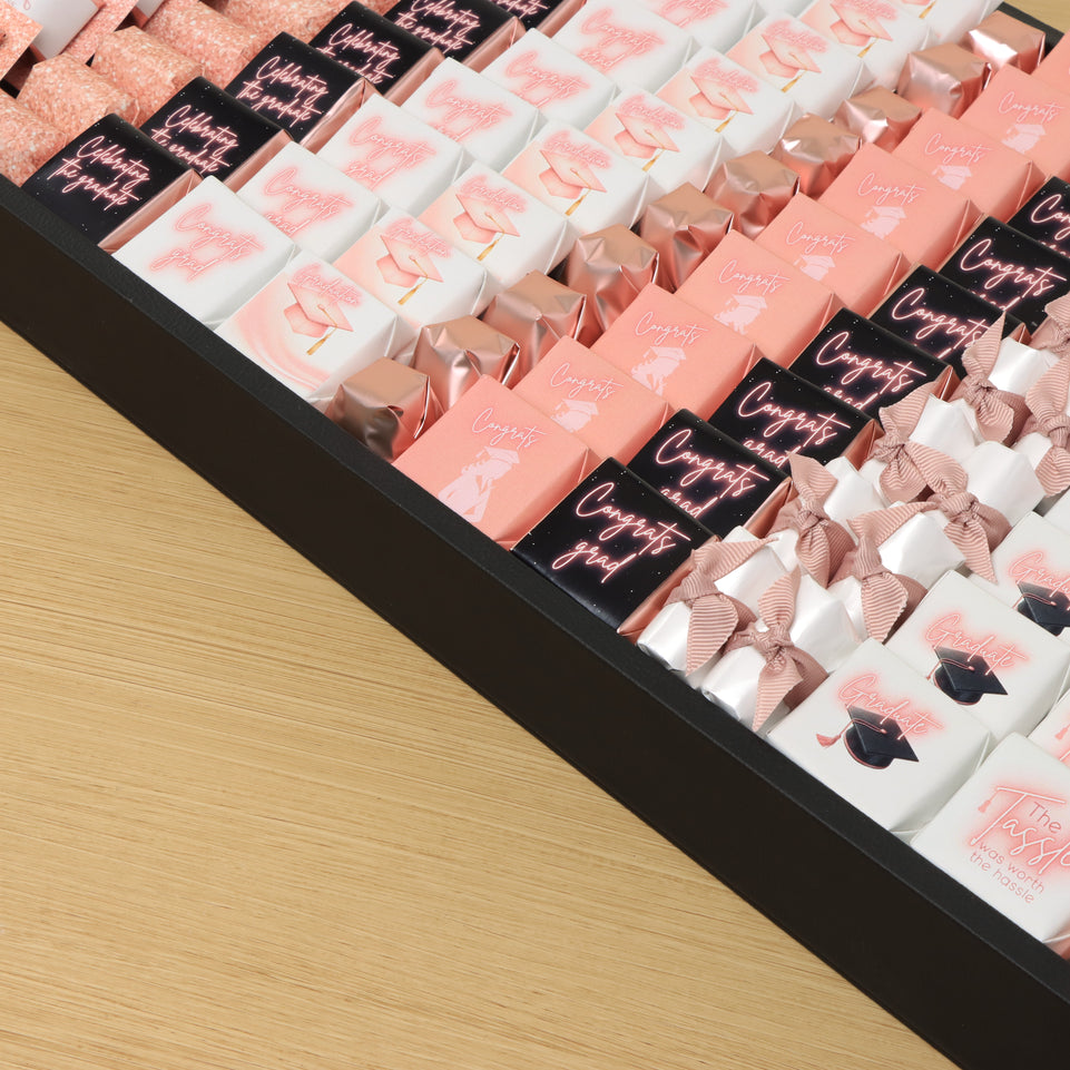 Graduation designed premium chocolate large leather tray