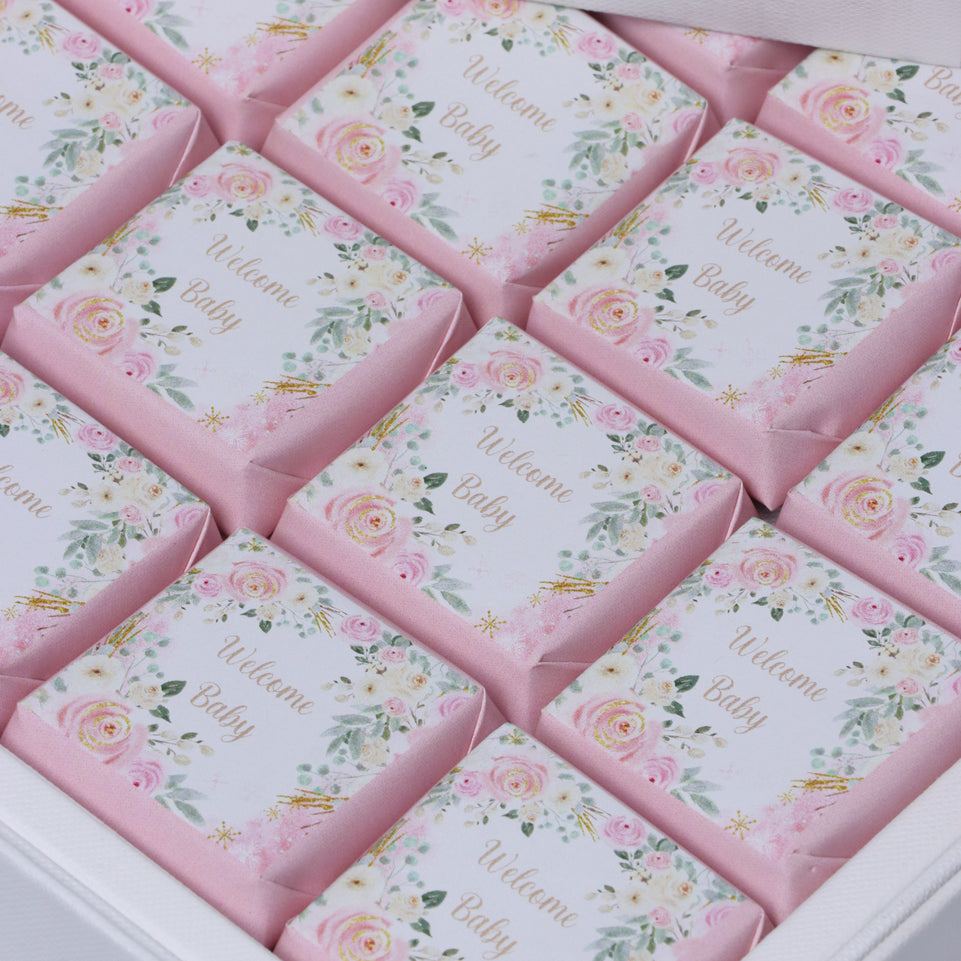 Welcome baby girl flower designed premium chocolate hard box