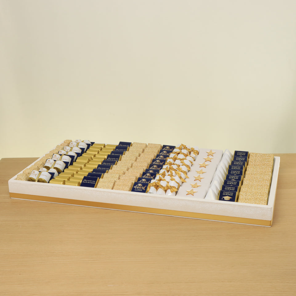 Graduation designed premium chocolate large leather tray