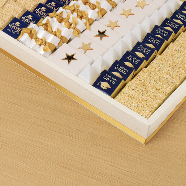 Graduation designed premium chocolate large leather tray with acrylic backdrop