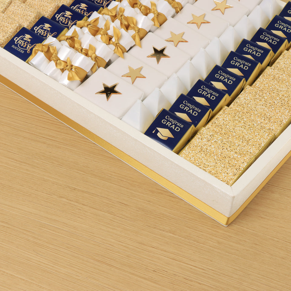 Graduation designed premium chocolate large leather tray with acrylic backdrop