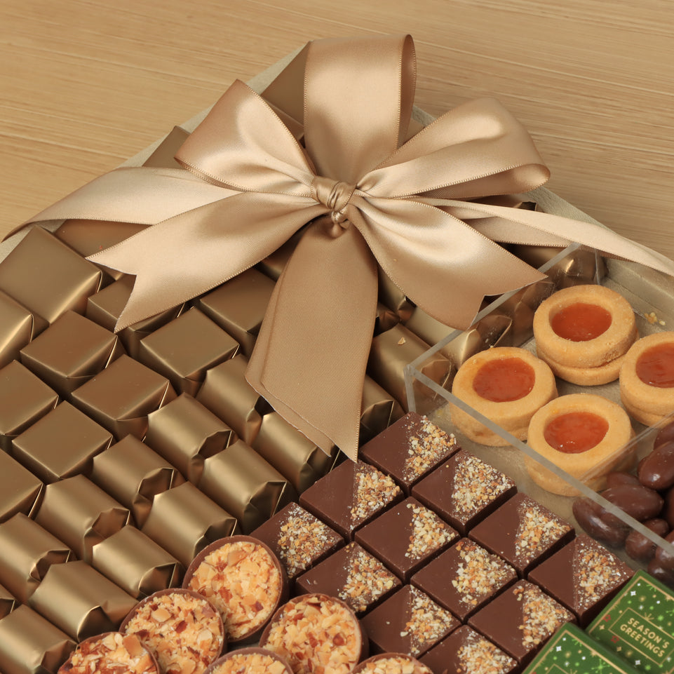 Season's Greetings designed chocolate & sweets large leather tray