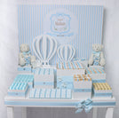 Baby boy personalized premium chocolate arrangement stand with personalized backdrop