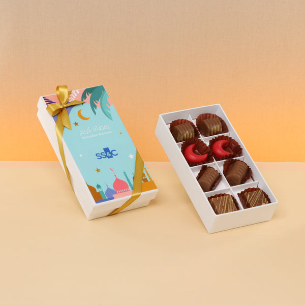 Set of 6 Corporate customized premium unwrapped chocolate 8P hard box