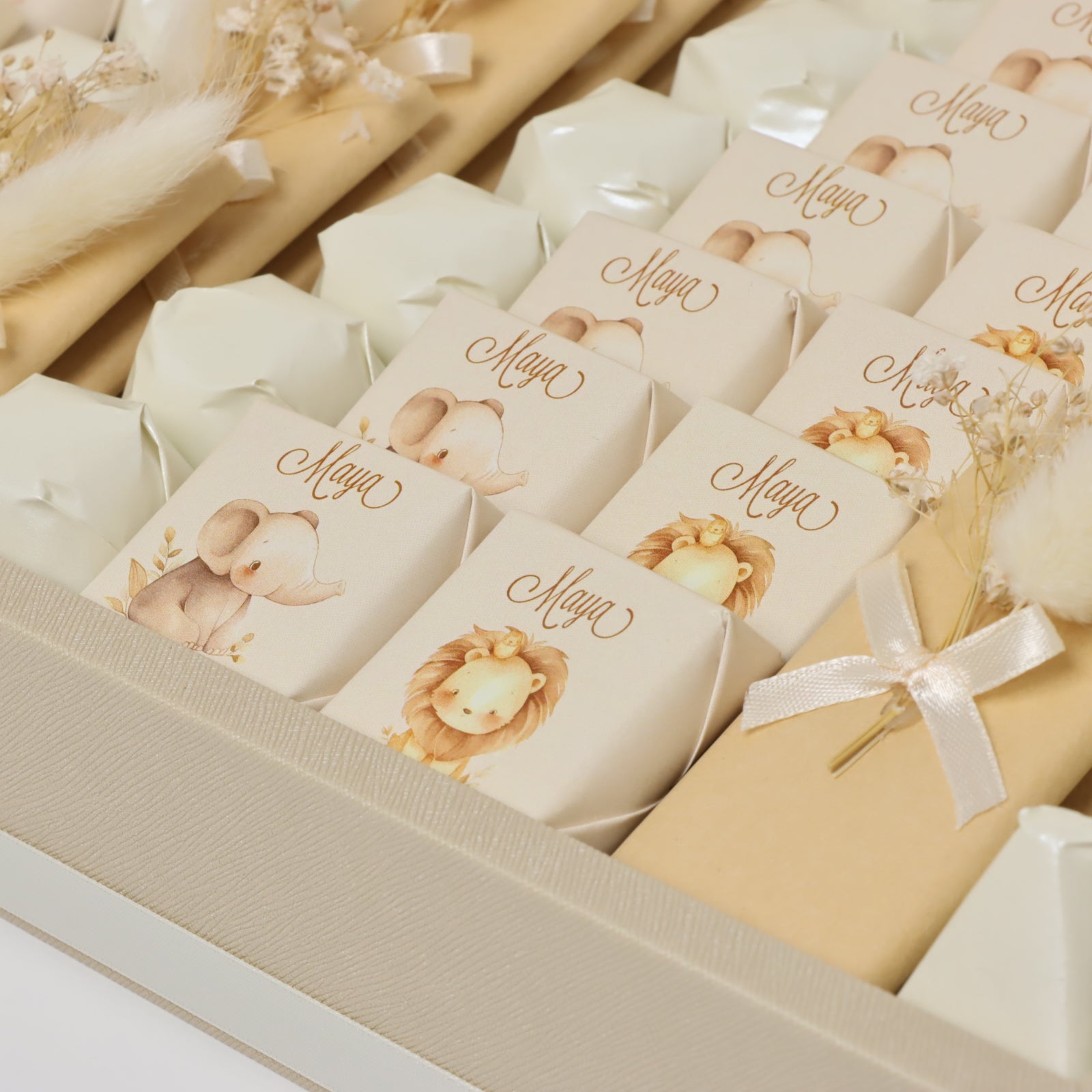 Baby girl lion theme chocolate medium leather tray