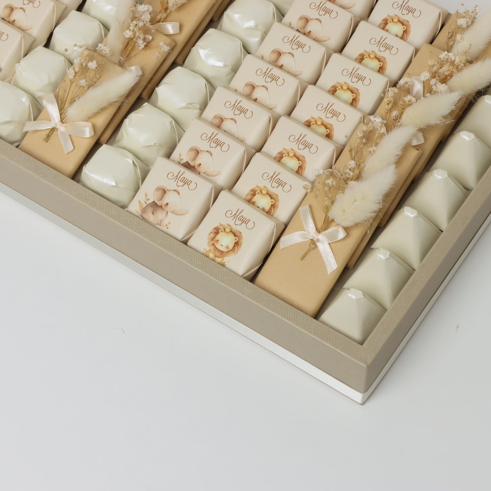 Baby girl lion theme chocolate medium leather tray