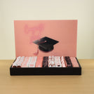 Graduation designed premium chocolate medium leather tray with backdrop