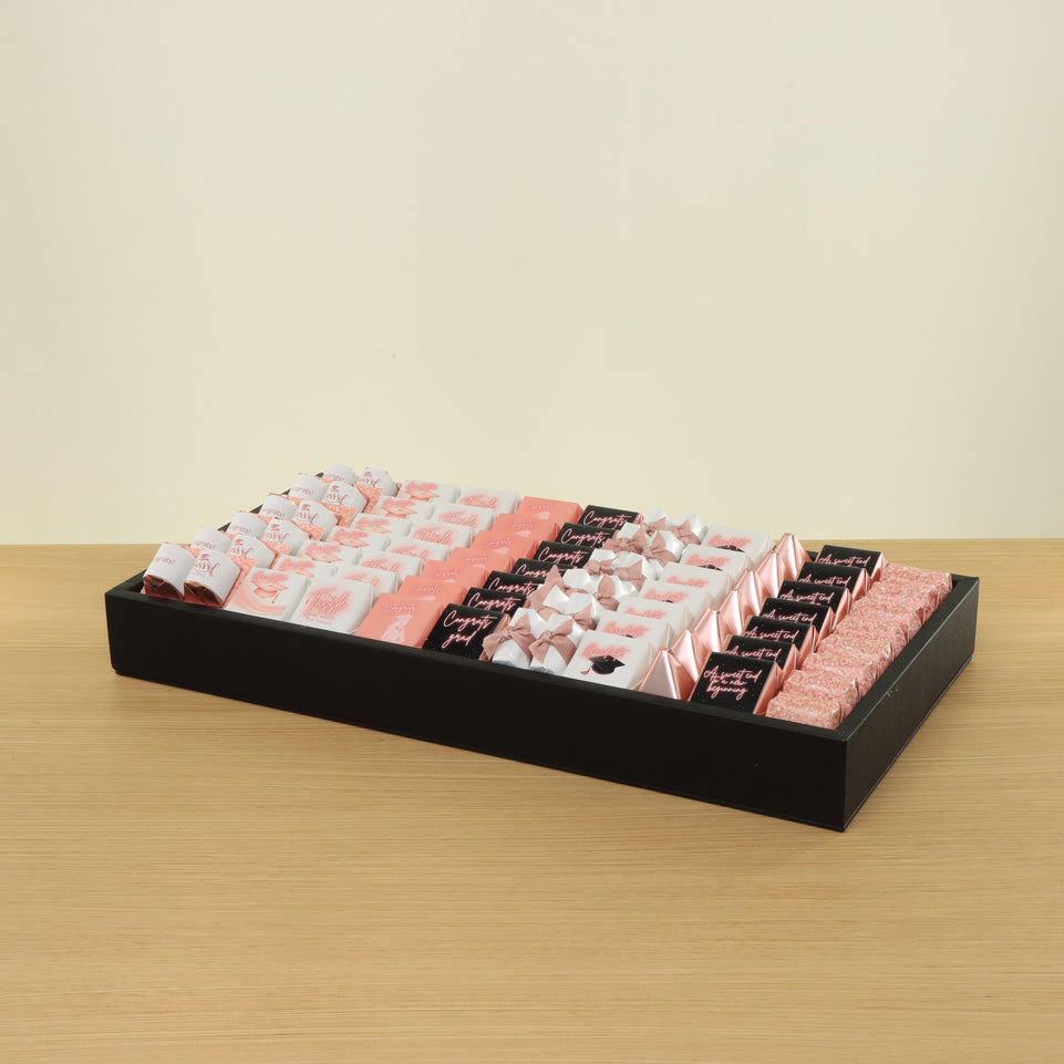 Graduation designed premium chocolate medium leather tray with backdrop