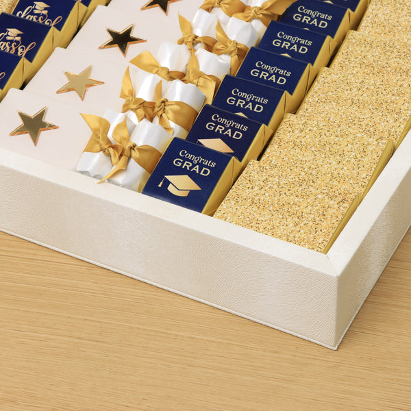 Graduation designed premium chocolate medium leather tray with backdrop
