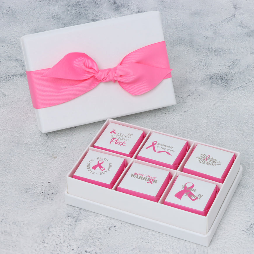 Breast cancer awareness designed chocolate 6-piece hard box