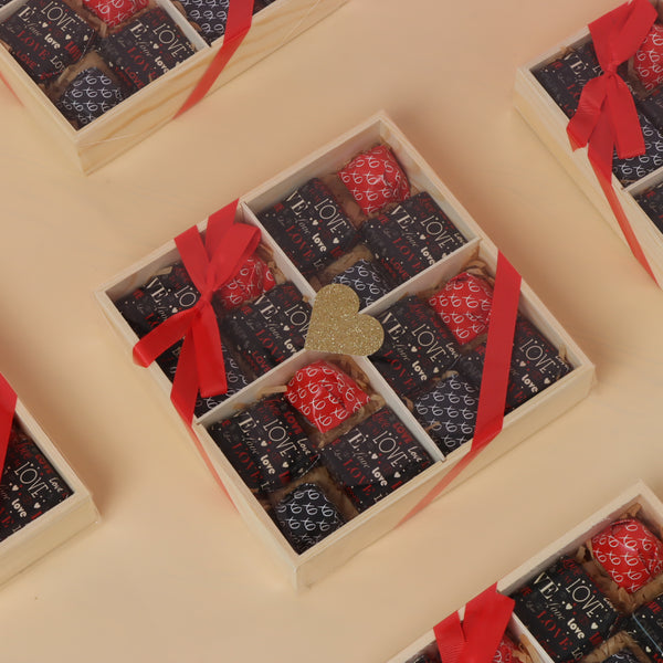 Valentines chocolate wood section tray