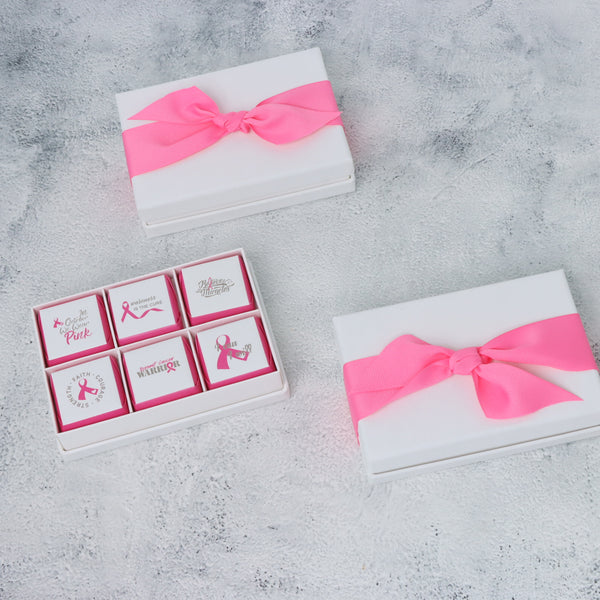 Set of 8 Breast cancer awareness designed chocolate 6-piece hard box
