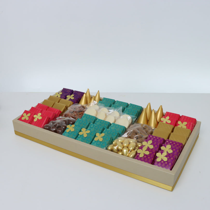 Diwali designed chocolate & sweets medium leather tray