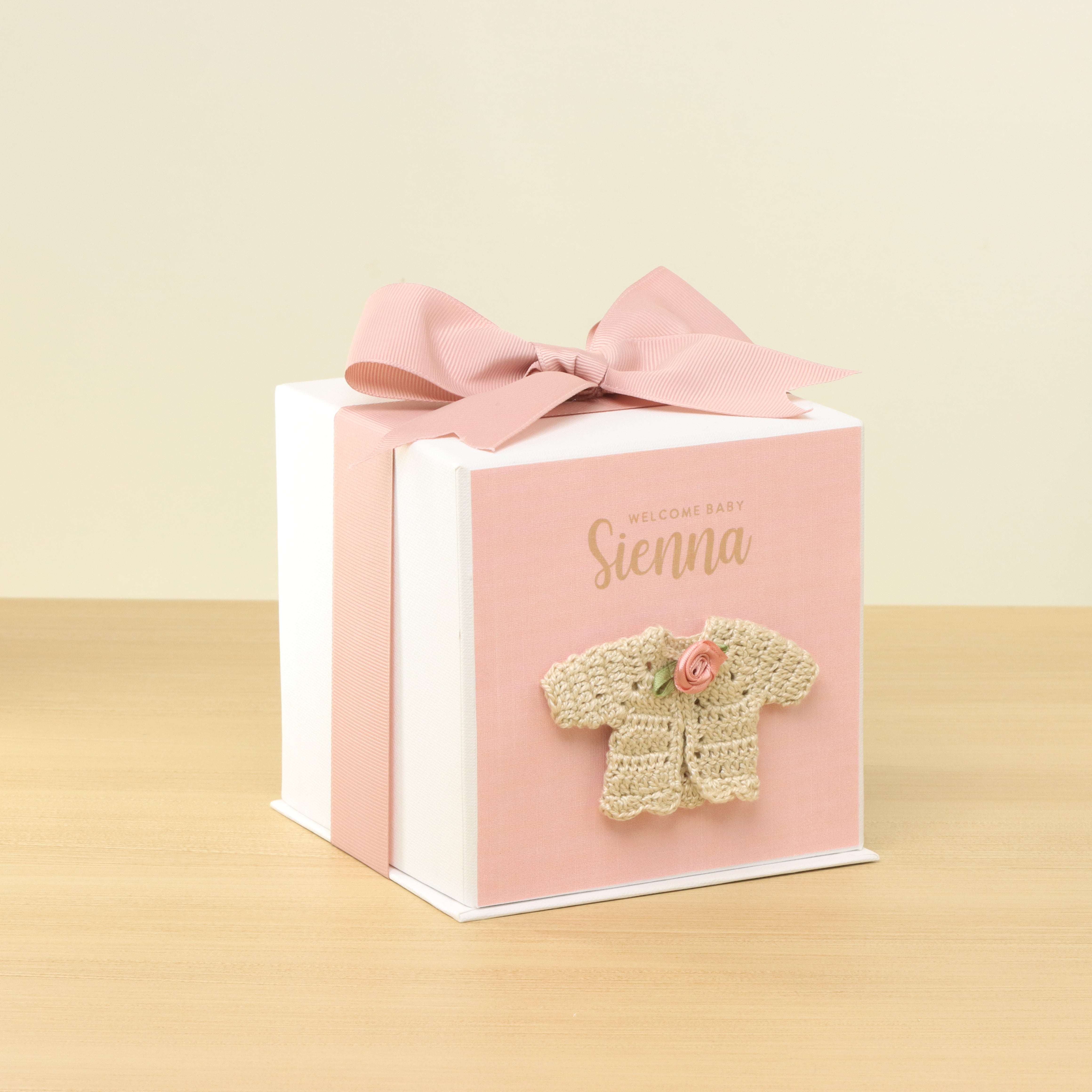 Baby girl personalized crochet decorated ceramic flower box giveaway