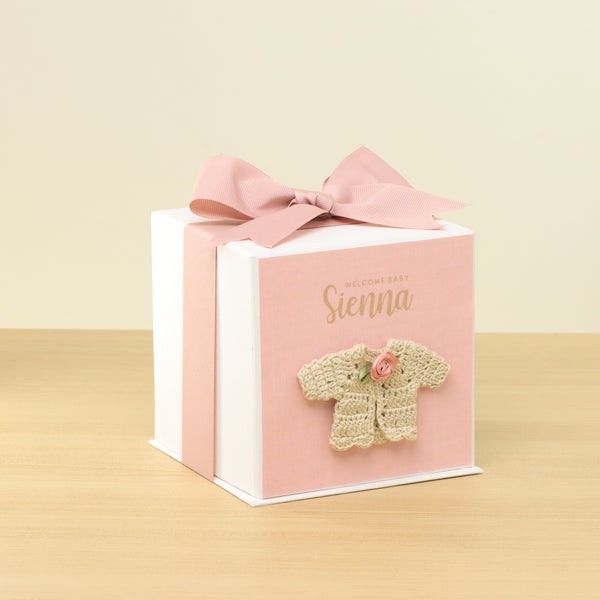 Baby girl personalized crochet decorated ceramic flower box giveaway