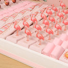 Welcome little one flamingo theme with acrylic backdrop premium chocolate large leather tray