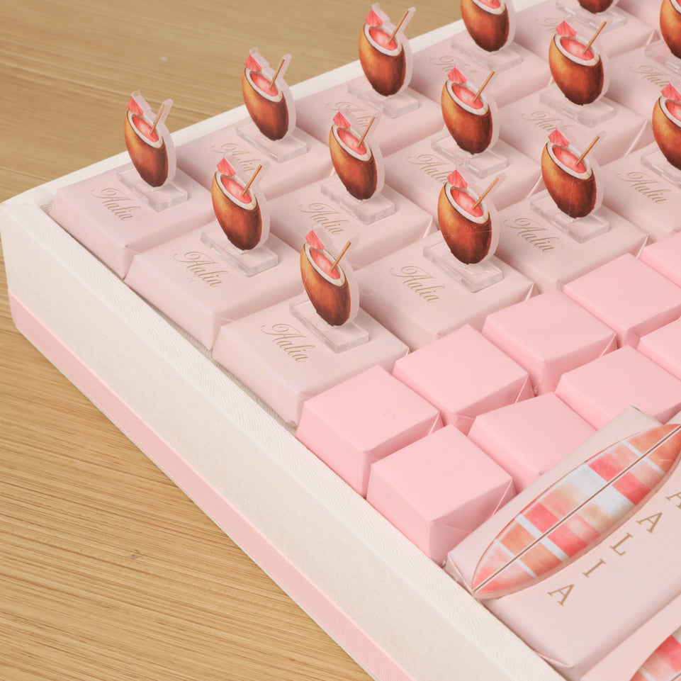 Welcome little one flamingo theme with acrylic backdrop premium chocolate large leather tray
