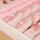 Welcome little one flamingo theme with acrylic backdrop premium chocolate large leather tray