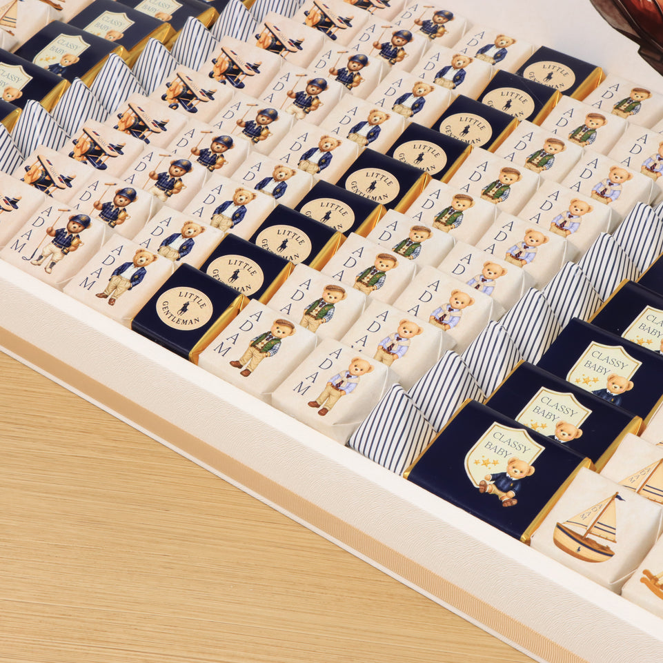 Little gentleman theme with acrylic backdrop premium chocolate large leather tray