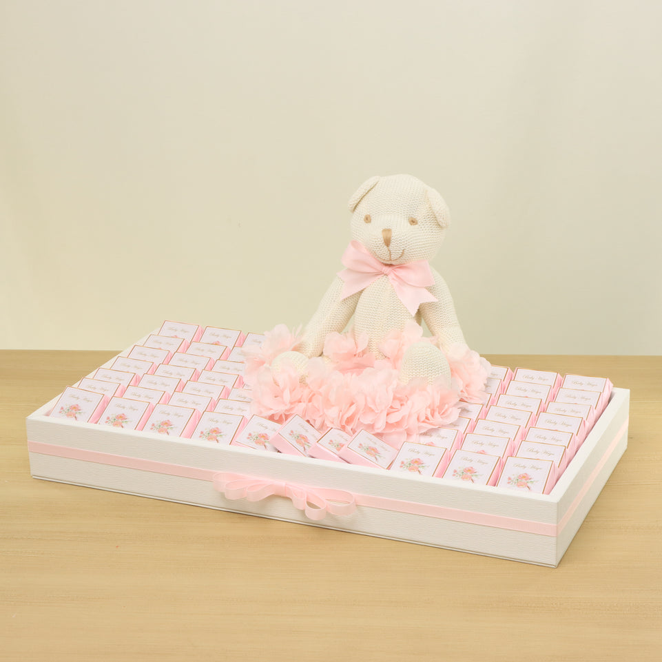 Baby flower designed personalized chocolate medium leather tray