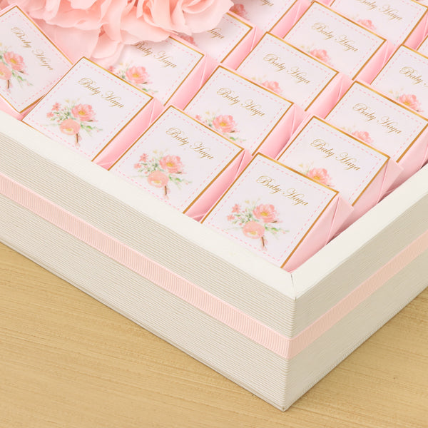 Baby flower designed personalized chocolate medium leather tray