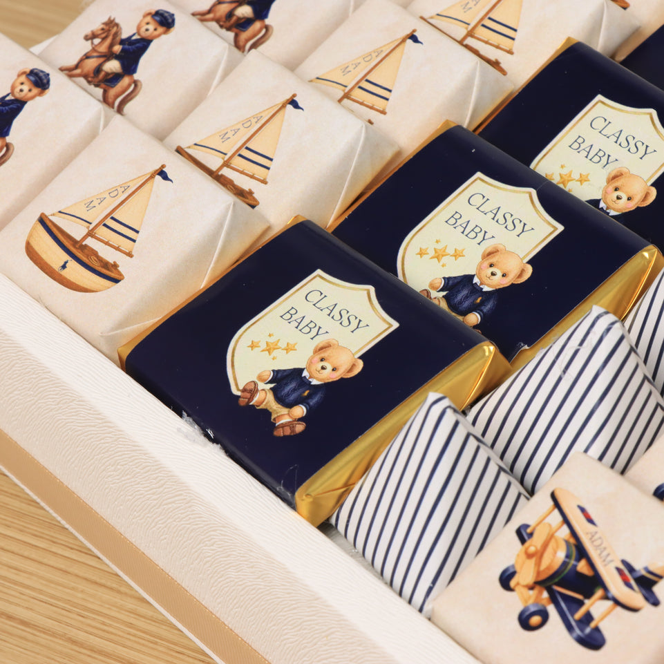 Little gentleman theme with acrylic backdrop premium chocolate large leather tray