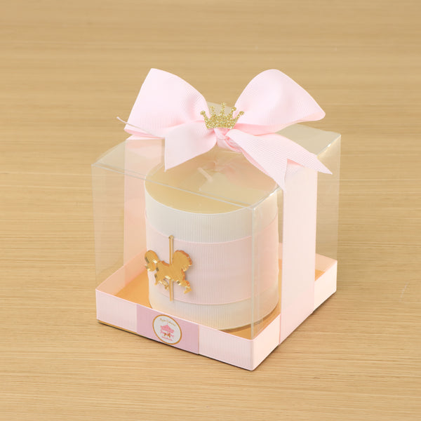 Set of 20 Baby carousel decorated candle clear box