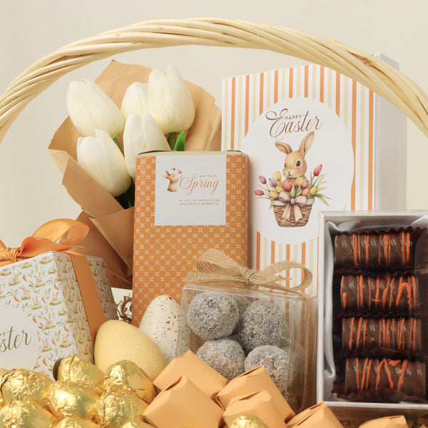 Happy Easter designed premium chocolate and sweets medium basket