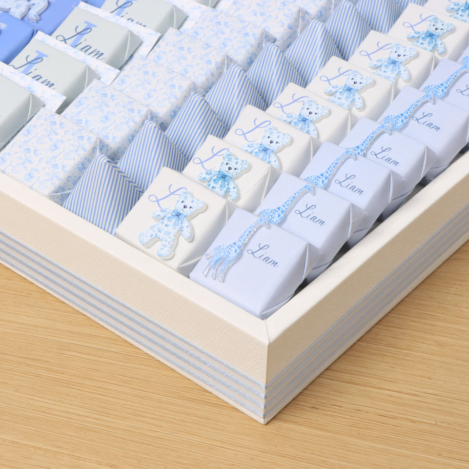 safari baby boy blue theme with acrylic backdrop premium chocolate large leather tray