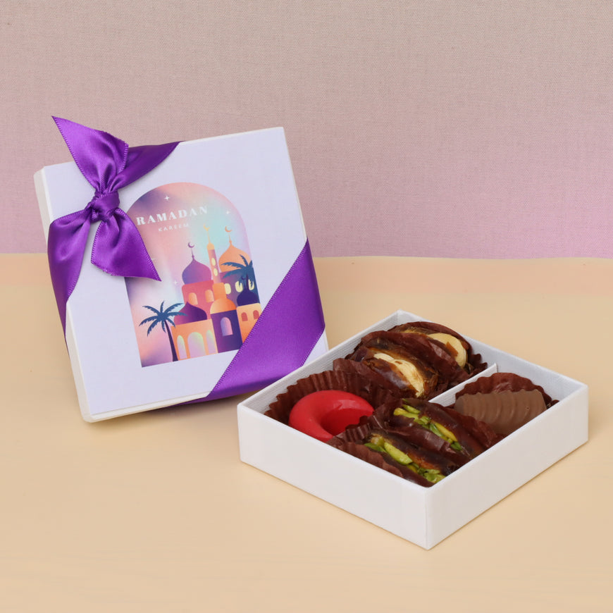 Ramadan Kareem mosque designed chocolate & dates hard box giveaway