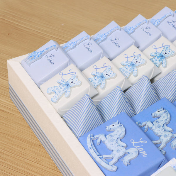 safari baby boy blue theme with acrylic backdrop premium chocolate large leather tray