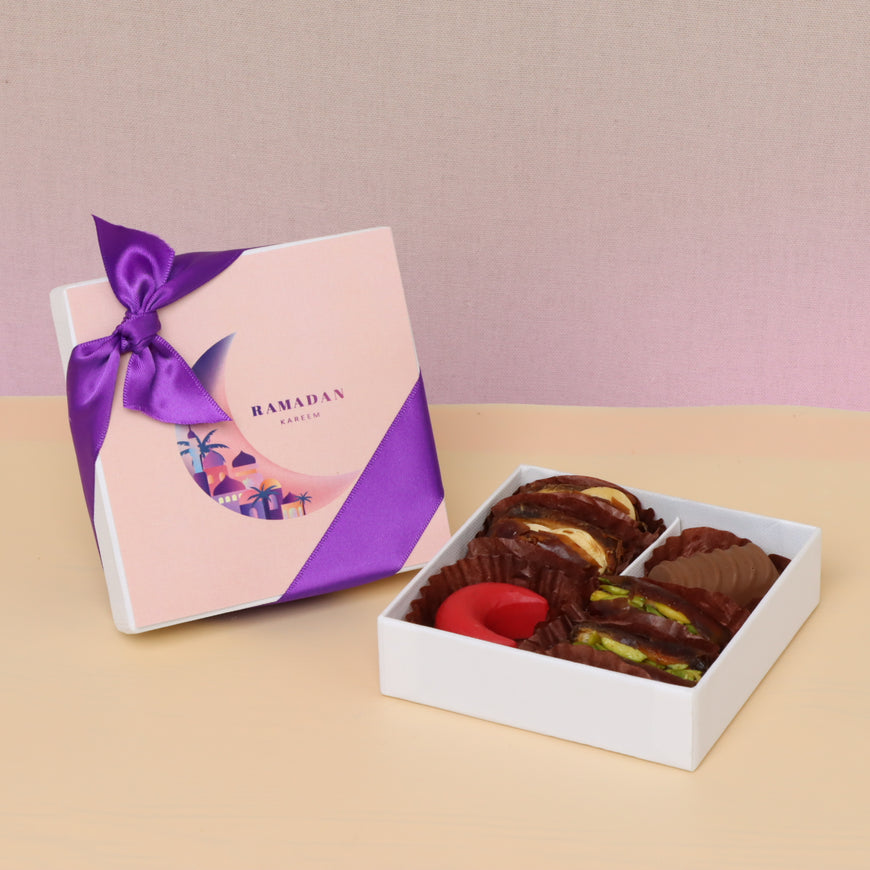 Ramadan kareem crescent design chocolate hard box giveaway