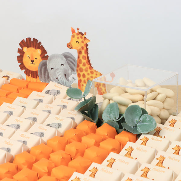 Baby safari animal designed premium chocolate large leather tray
