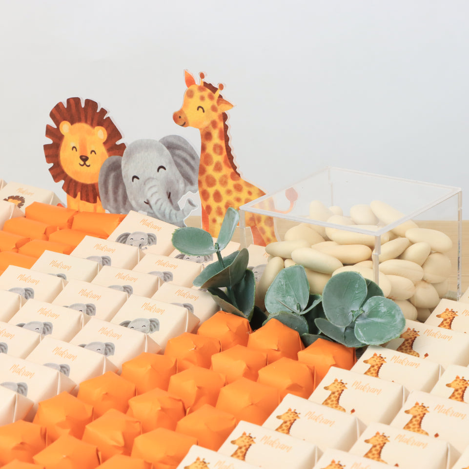 Baby safari animal designed premium chocolate large leather tray