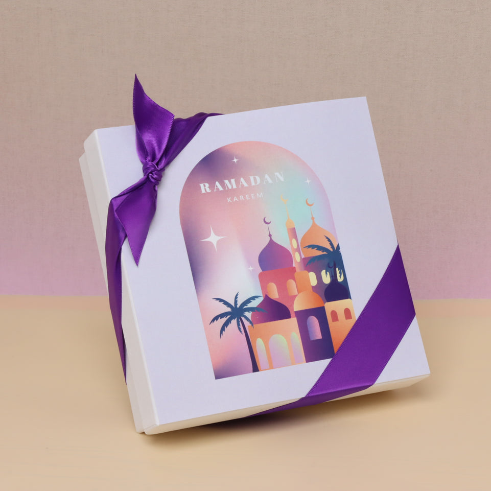 Ramadan Kareem mosque designed chocolate & dates 9-piece hard box