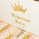 Baby girl crown decorated premium chocolate large leather tray with acrylic backdrop