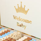 Baby boy crown decorated premium chocolate large leather tray with acrylic backdrop
