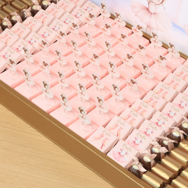 Baby girl ballerina theme design premium chocolate large leather tray with acrylic backdrop