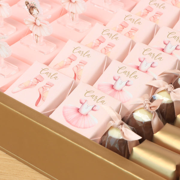 Baby girl ballerina theme design premium chocolate large leather tray with acrylic backdrop