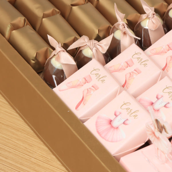 Baby girl ballerina theme design premium chocolate large leather tray with acrylic backdrop