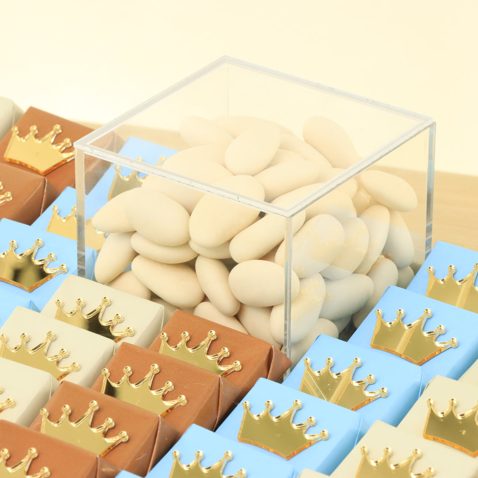 Baby boy acrylic crown decorated premium chocolate leather