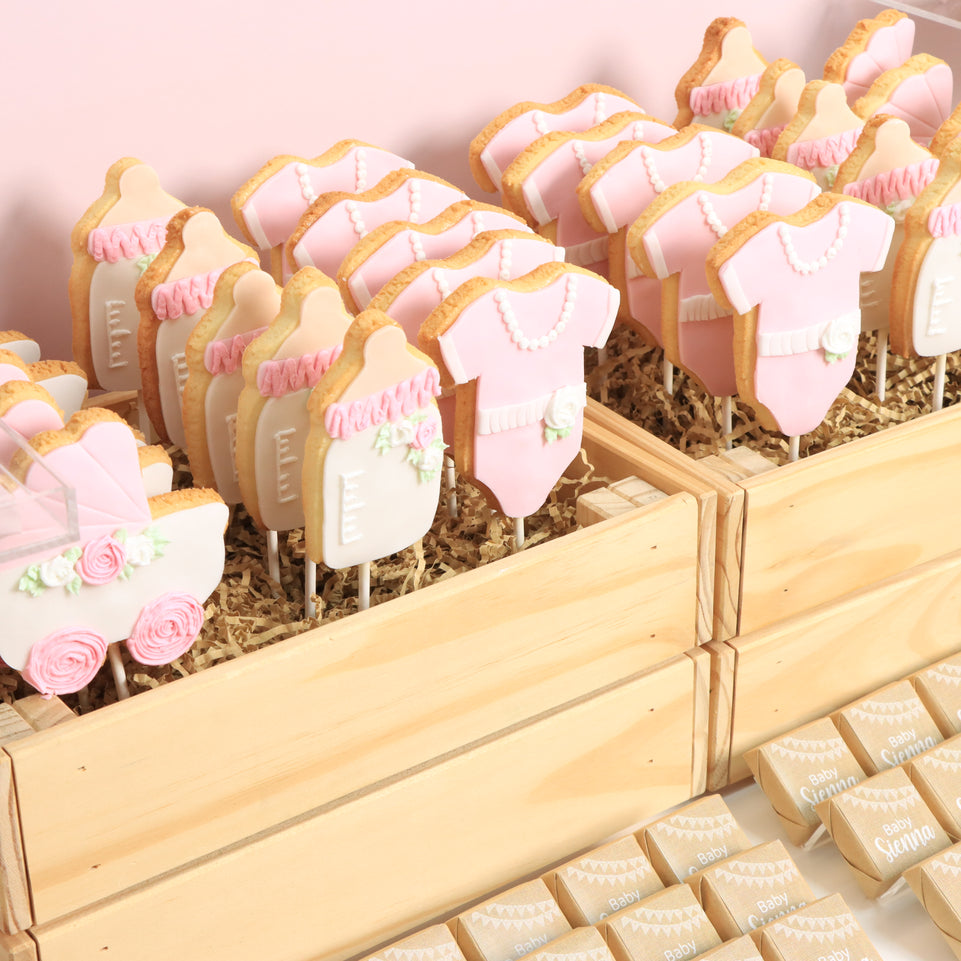 Baby girl personalized decorated premium chocolate set up