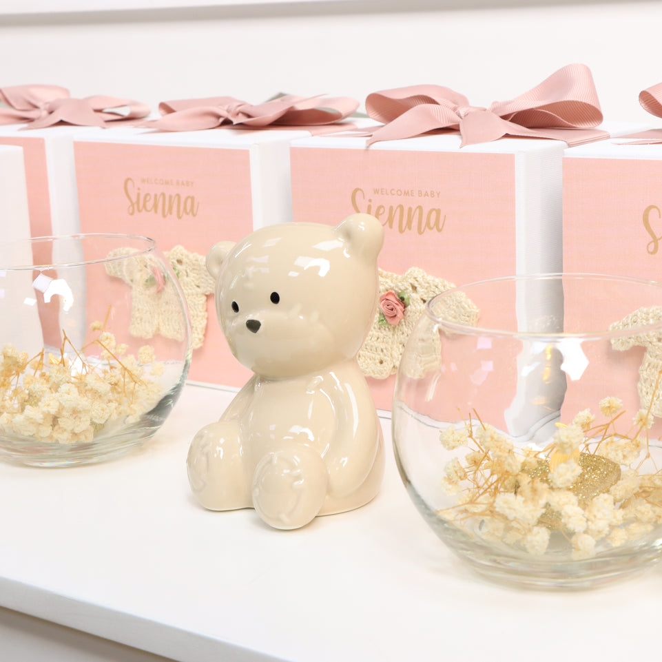 Baby girl personalized decorated premium chocolate set up