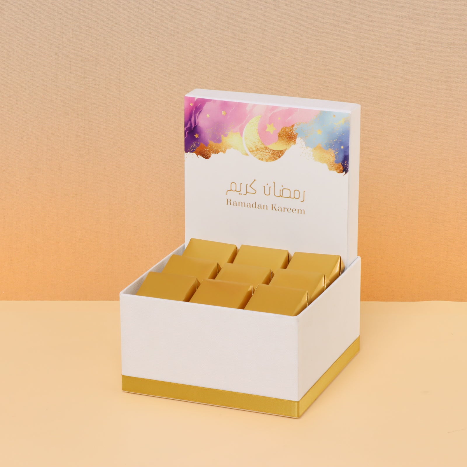 Ramadan kareem pastel designed chocolate small hamper