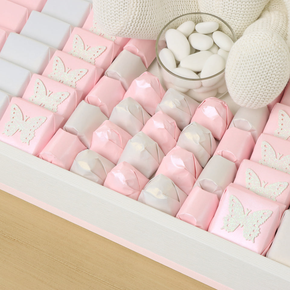 Baby girl butterfly decorated chocolate & teddy plush toy medium leather tray