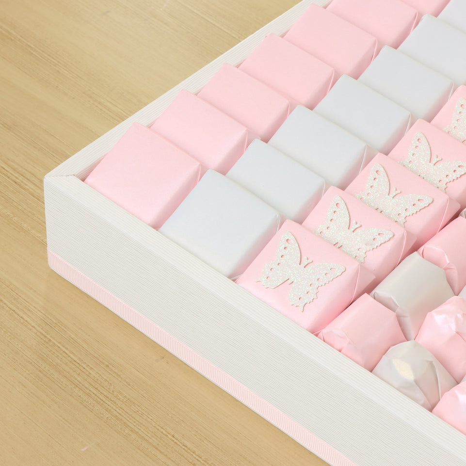 Baby girl butterfly decorated chocolate & teddy plush toy medium leather tray