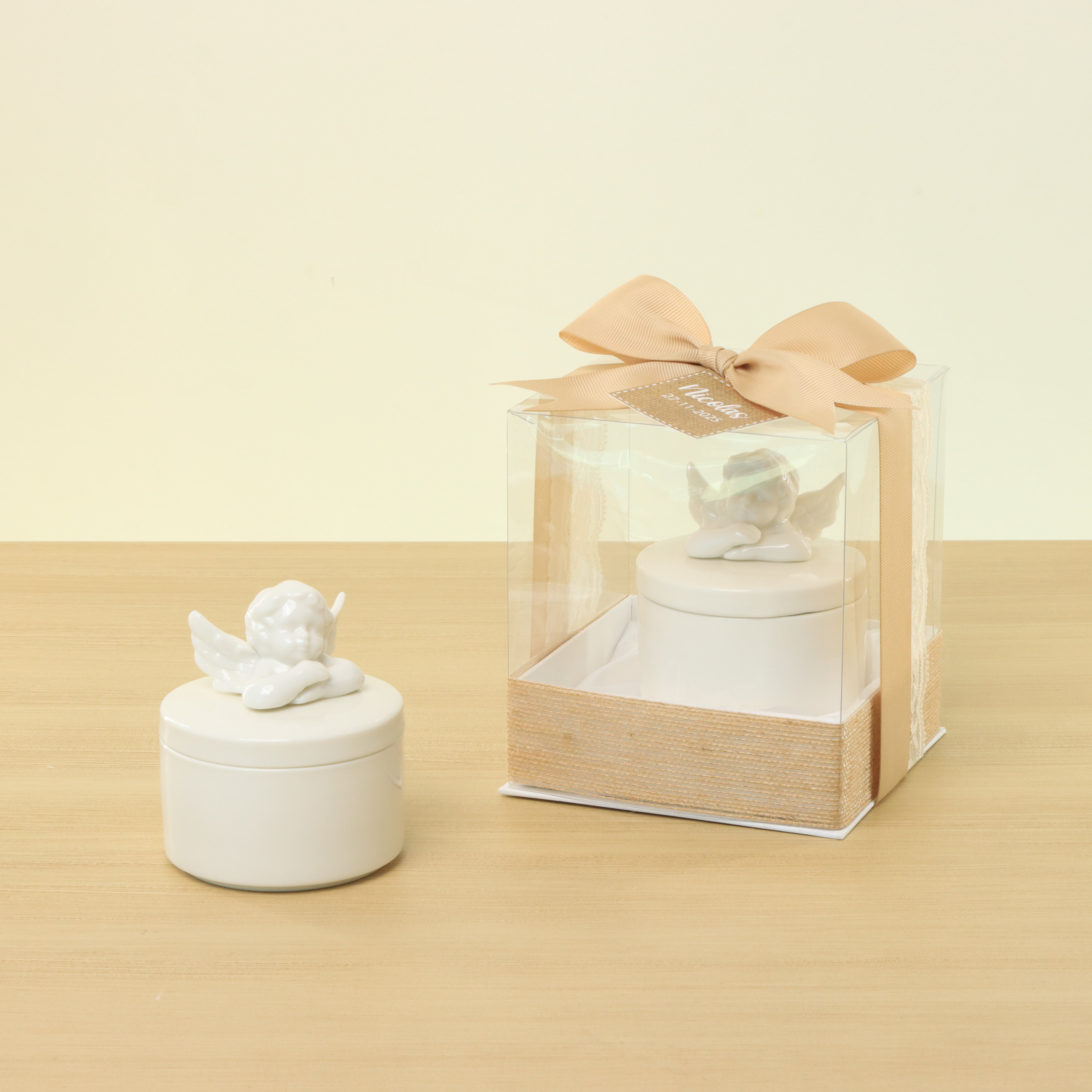Set of 20 Baby rustic designed ceramic angel box giveaway