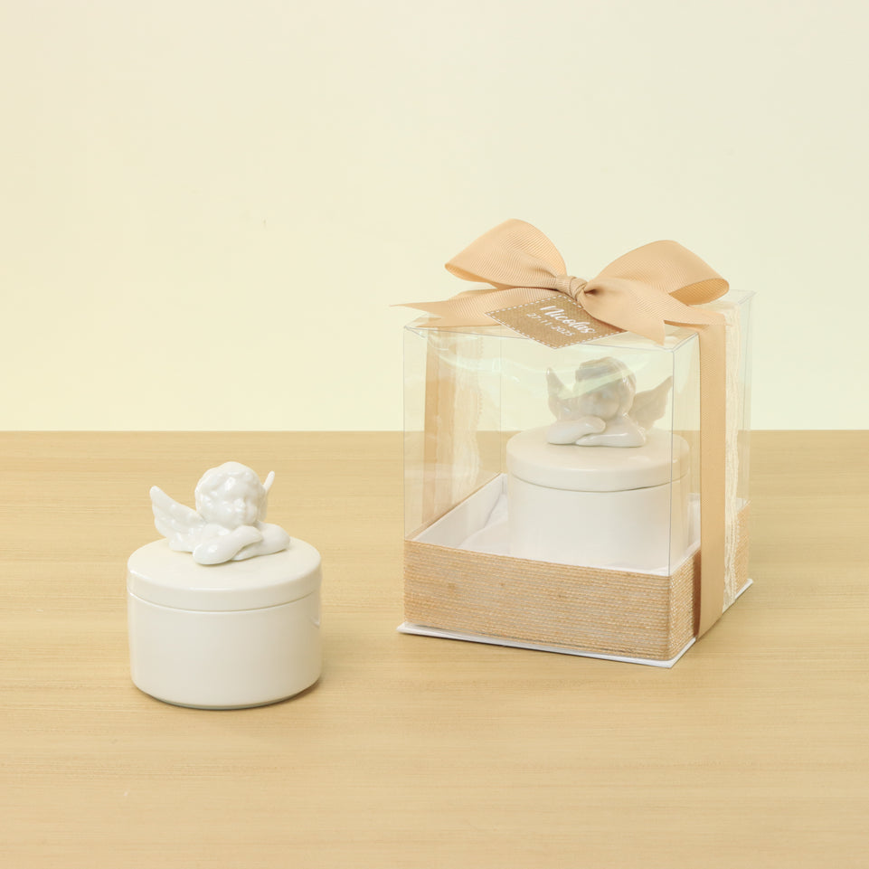Set of 20 Baby rustic designed ceramic angel box giveaway