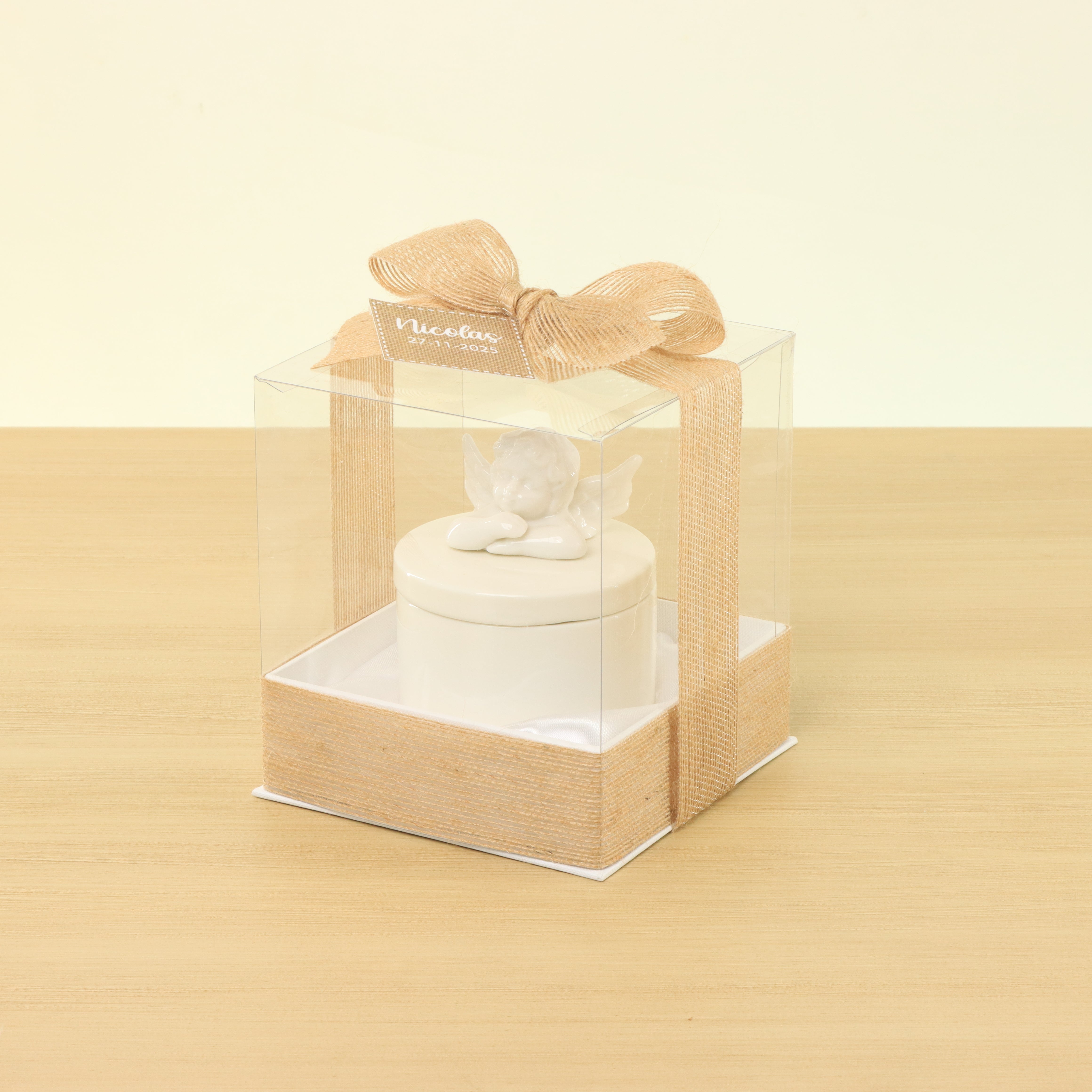 Set of 20 Baby rustic designed ceramic angel box giveaway