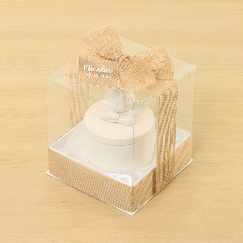 Set of 20 Baby rustic designed ceramic angel box giveaway